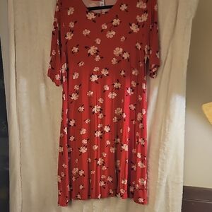 Old Navy Red Floral Midi Dress